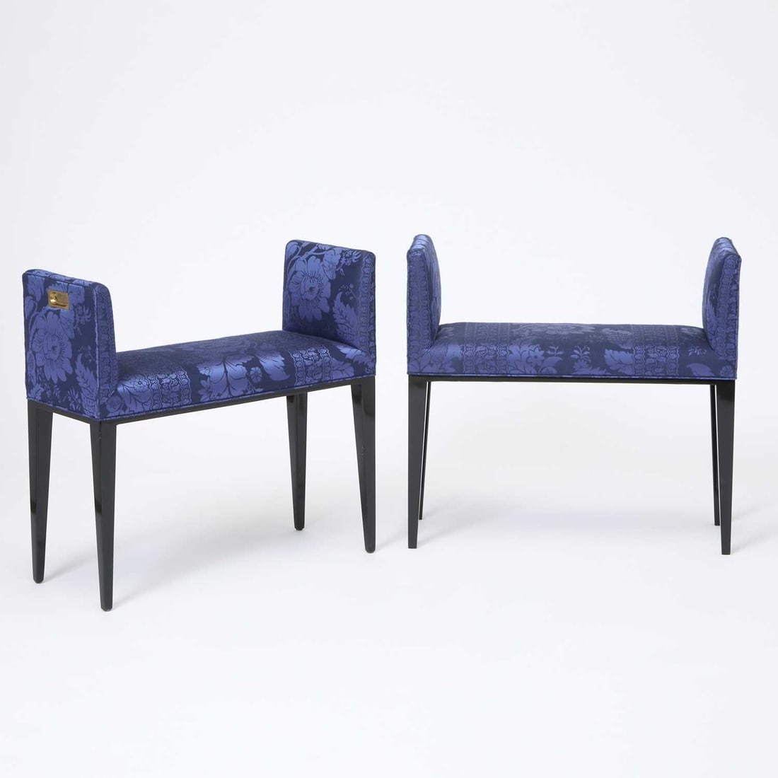 Pair of Edward Wormley for Dunbar Upholstered Ebonized "Bermuda" Benches (1 of 4)