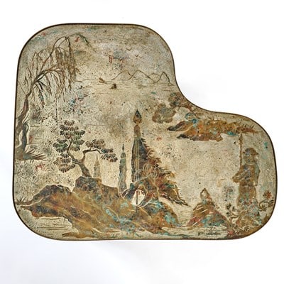Philp and Kelvin LaVerne Patinated Bronze, Pewter and Enamel Side Table - 3