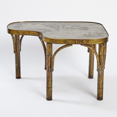 Philp and Kelvin LaVerne Patinated Bronze, Pewter and Enamel Side Table - 5