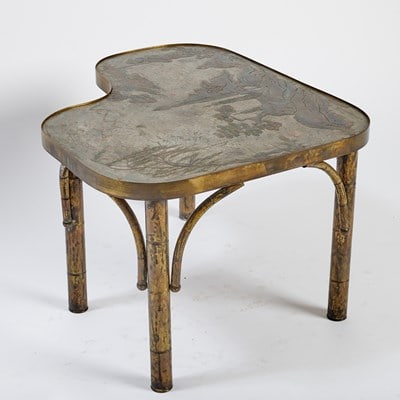 Philp and Kelvin LaVerne Patinated Bronze, Pewter and Enamel Side Table - 6