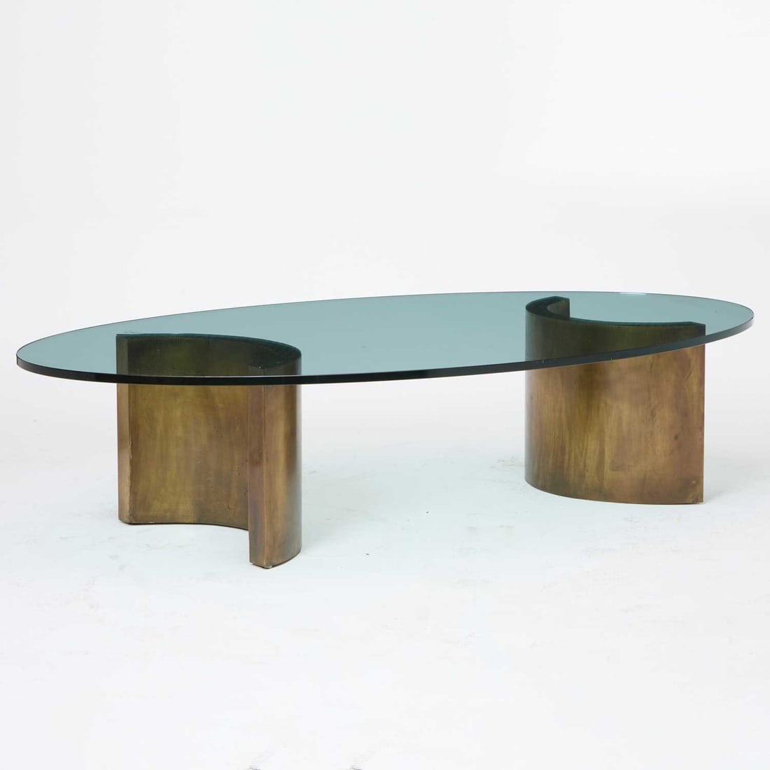 Philip and Kelvin Laverne Patinated Metal and Glass Coffee Table (1 of 4)