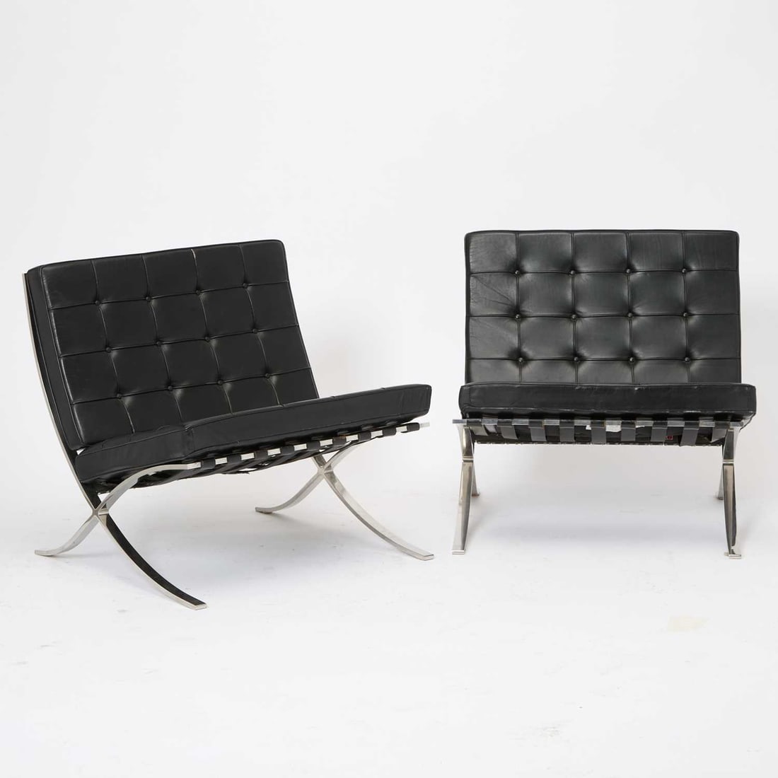 Pair Mies van der Rohe Leather and Steel “Barcelona” Chairs (1 of 1)
