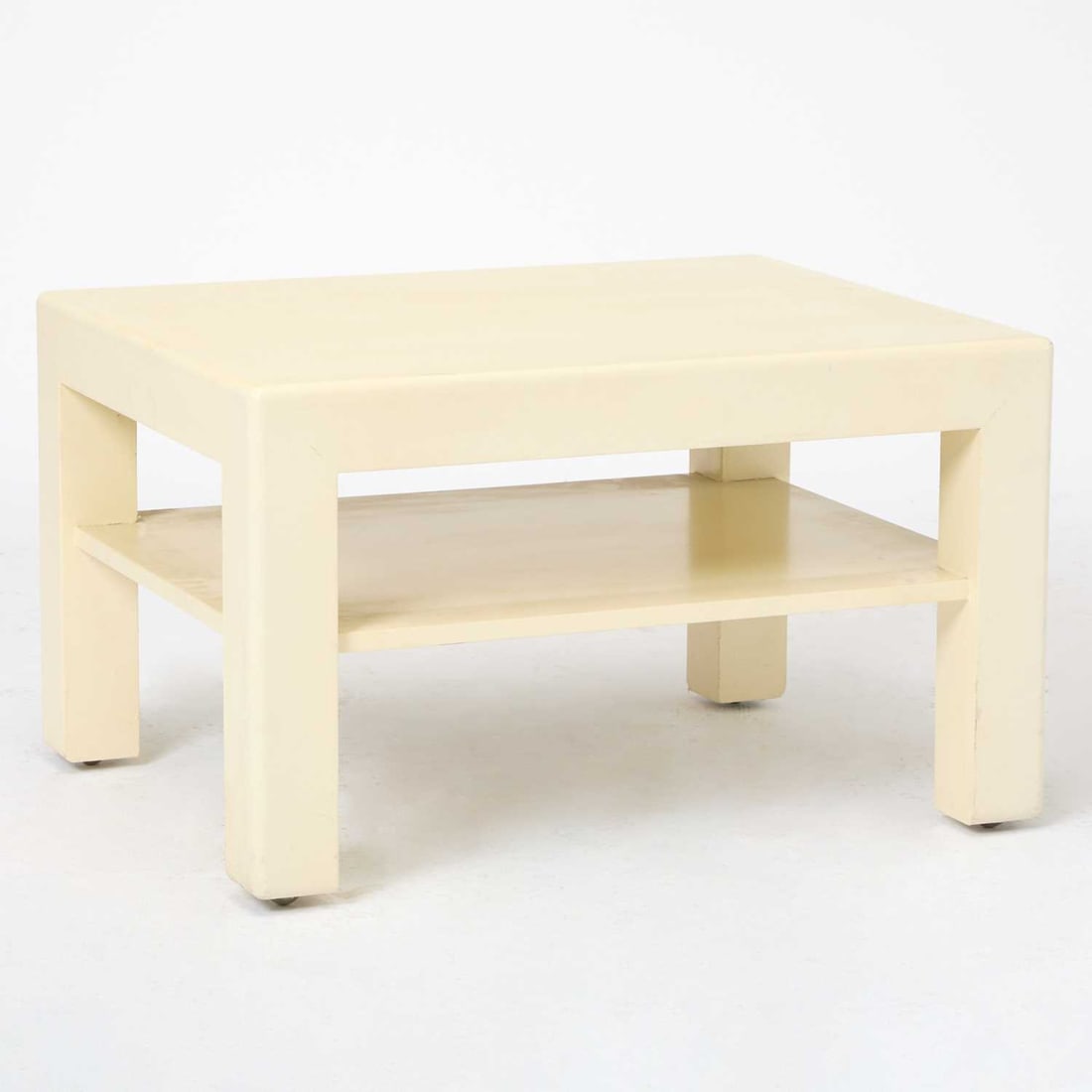 Karl Springer Lacquered Linen Side Table: Last quarter 20th century Height 18 inches, length 30 inches, depth 24 inches.