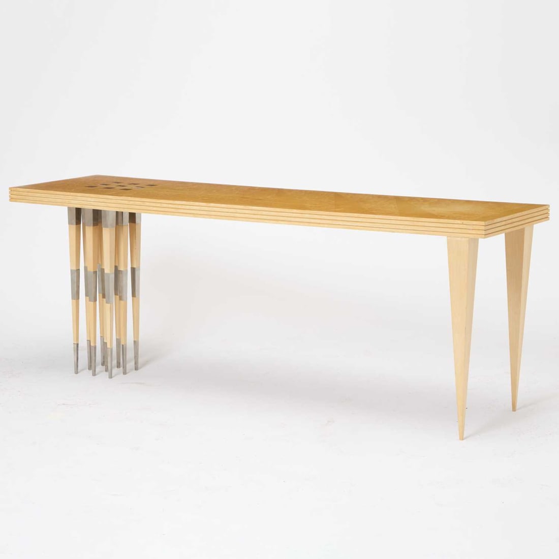 Niedermaier Inlaid Maple and Stainless Steel "Stiletto" Console Table (1 of 6)