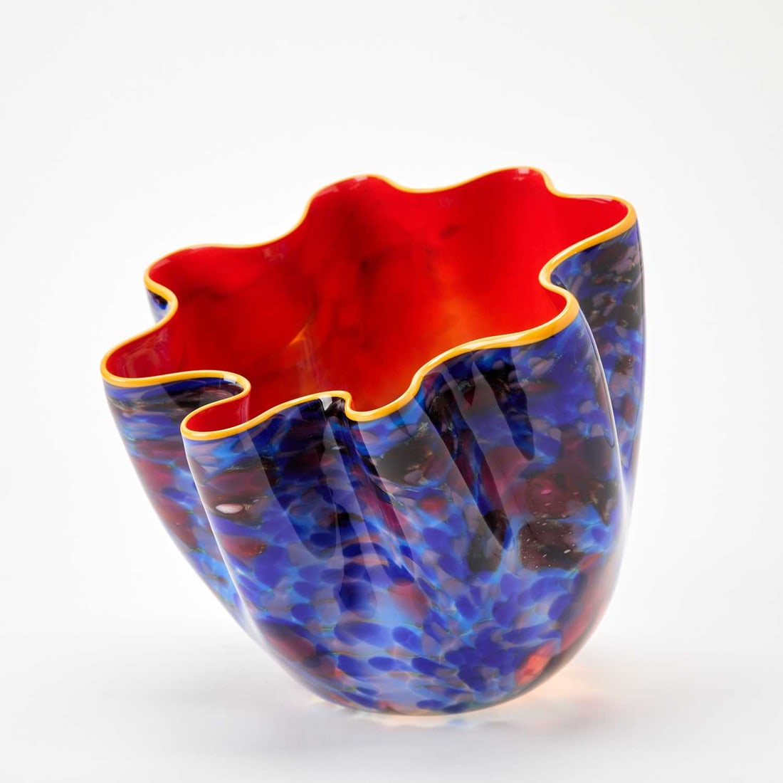 Dale Chihuly Blown Glass "Pacific Sunrise" Macchia With Yellow Lip Wrap (1 of 5)