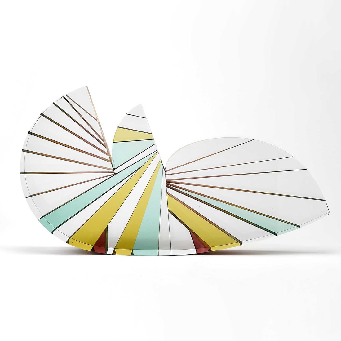 Pavel Hlava Cut, Polished and Laminated Glass Abstract Sculpture: Circa 1990-2000 Unmarked. Height 14 inches, length 25 3/4 inches.