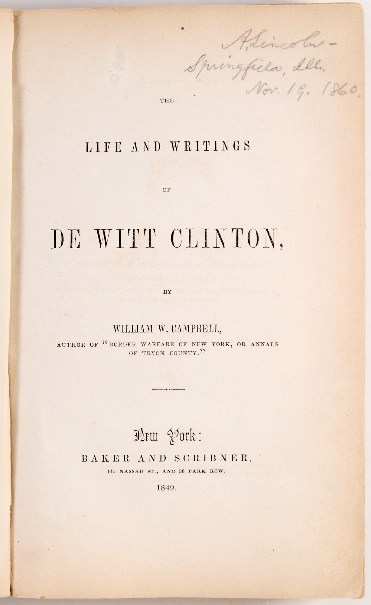 A volume from Abraham Lincoln's library, signed just before heading to Washington for his (1 of 4)