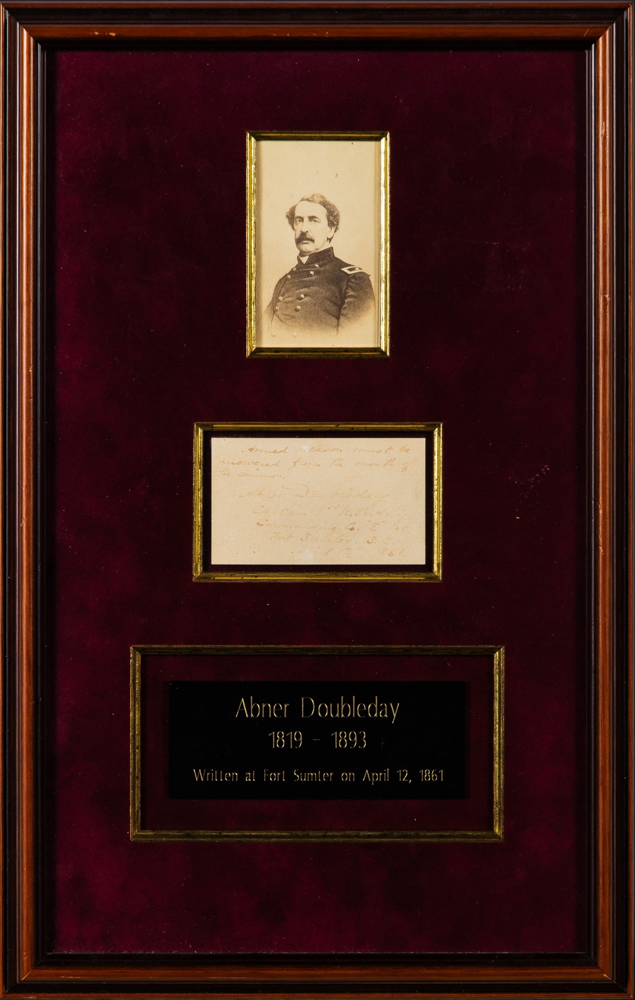 Abner Doubleday signed note from Fort Sumter on the first day of the Civil War (1 of 5)