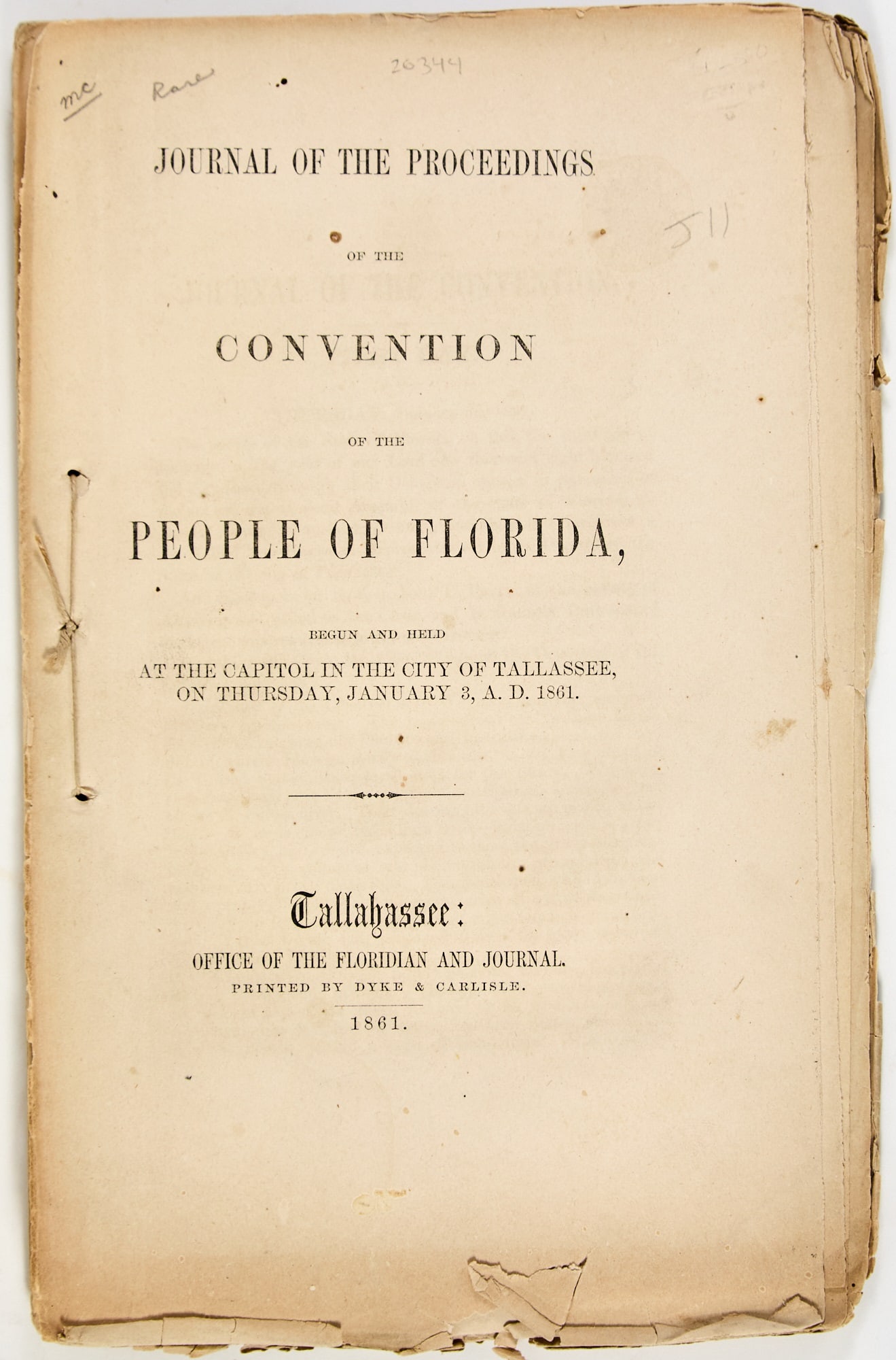 Proceedings of the Secession Convention of Florida (1 of 2)