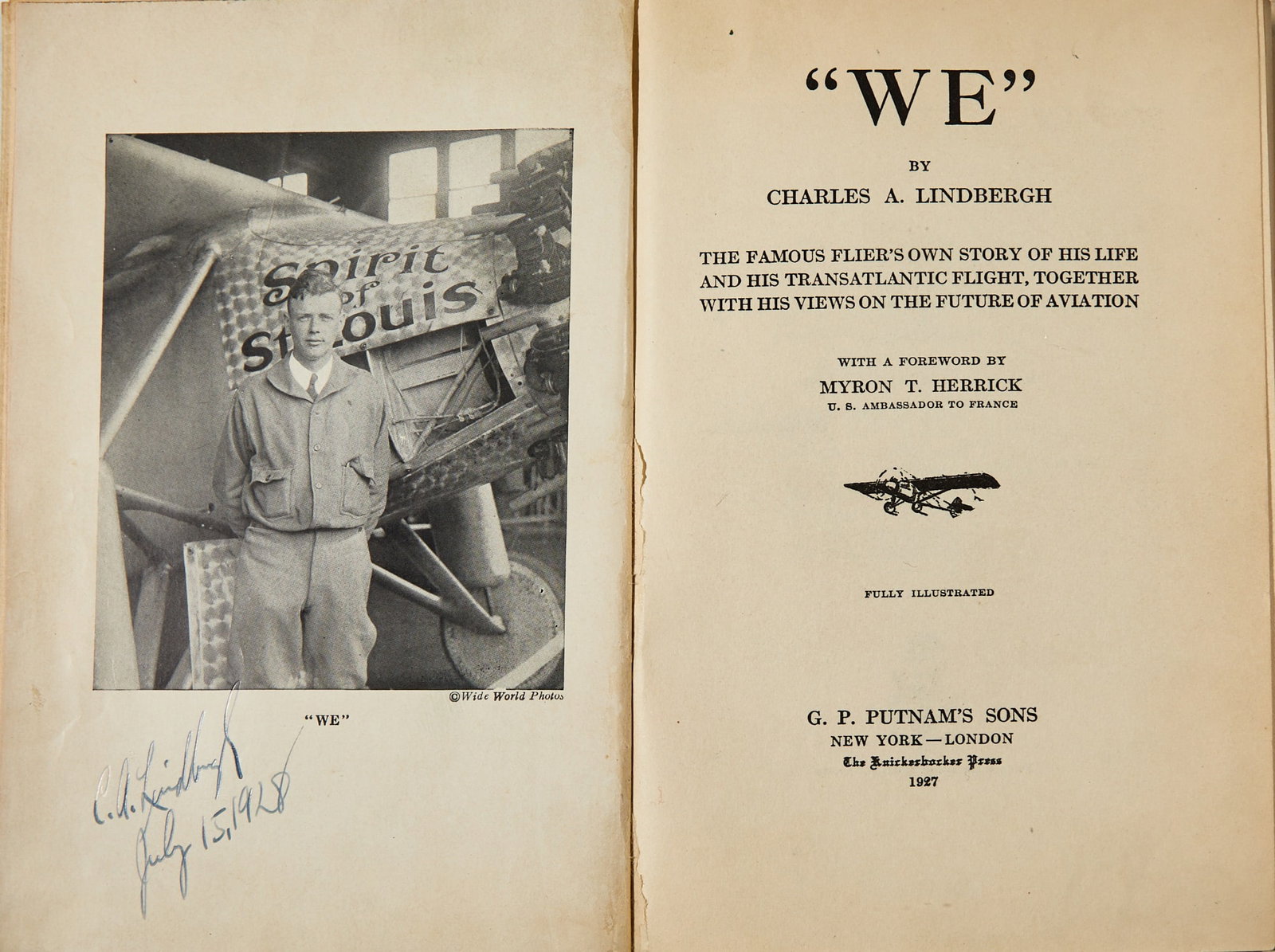 Lindbergh's "We," signed by the author (1 of 3)
