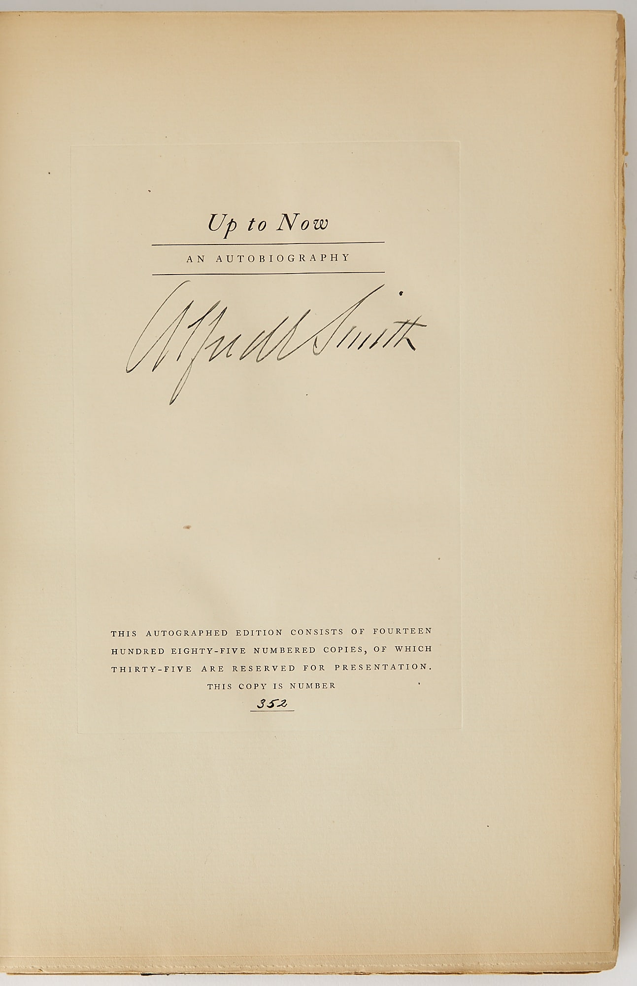 Alfred Smith's autobiography signed (1 of 3)