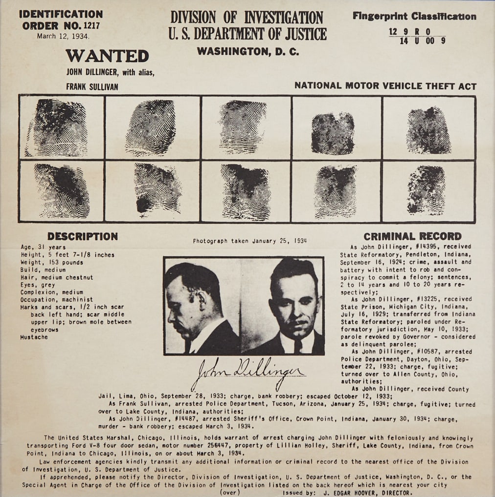 The wanted poster for John Dillinger (1 of 1)