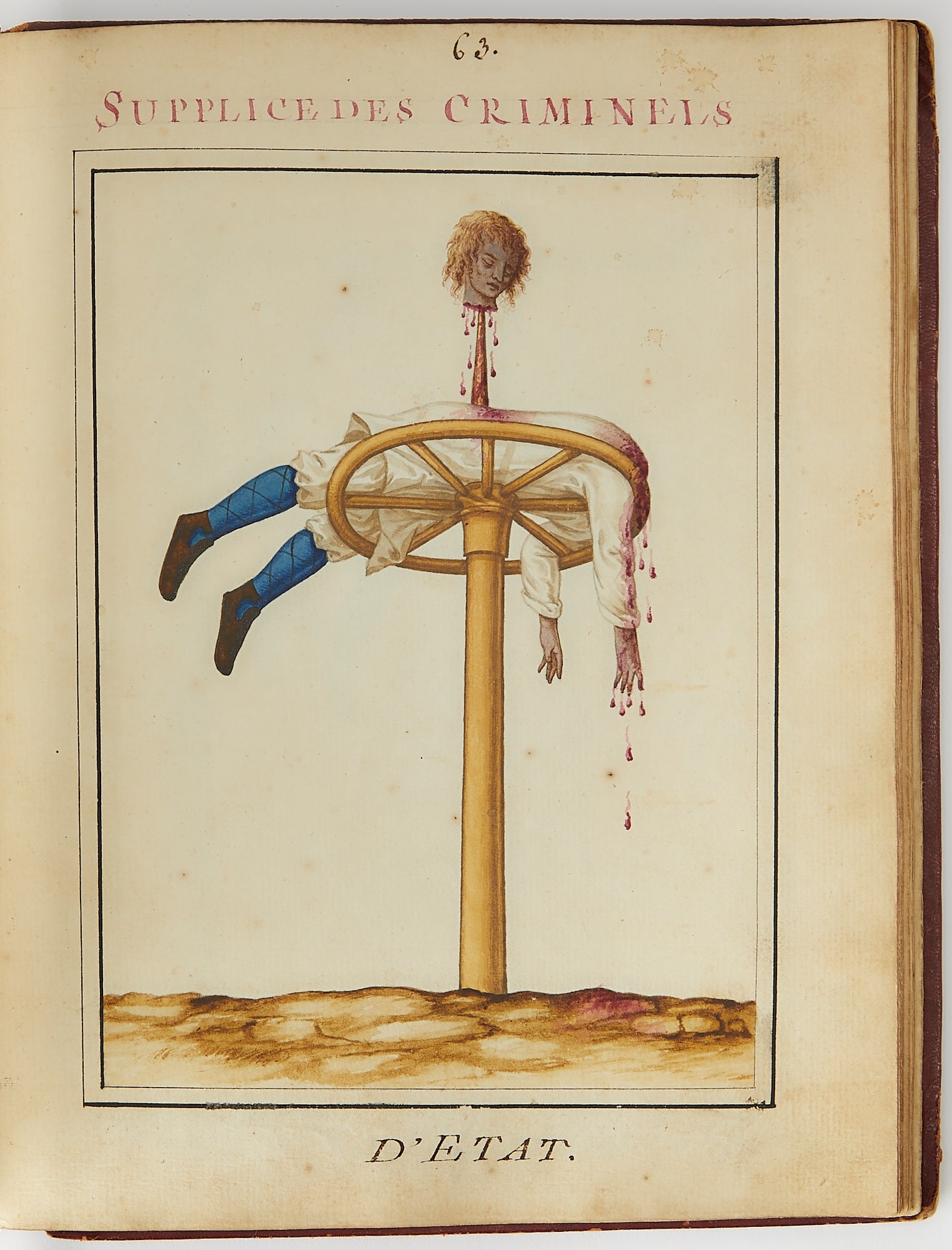 Striking watercolors of daily life in Imperial Russia, with intense punishment scenes: [RUSSIA] Recueil de differens usages de l'Empire de Russie: Peints sur les lieux par Madame ***. [Possibly Saint Petersburg, circa 1730]. Manuscript on paper. Contemporary red morocco, spine tooled