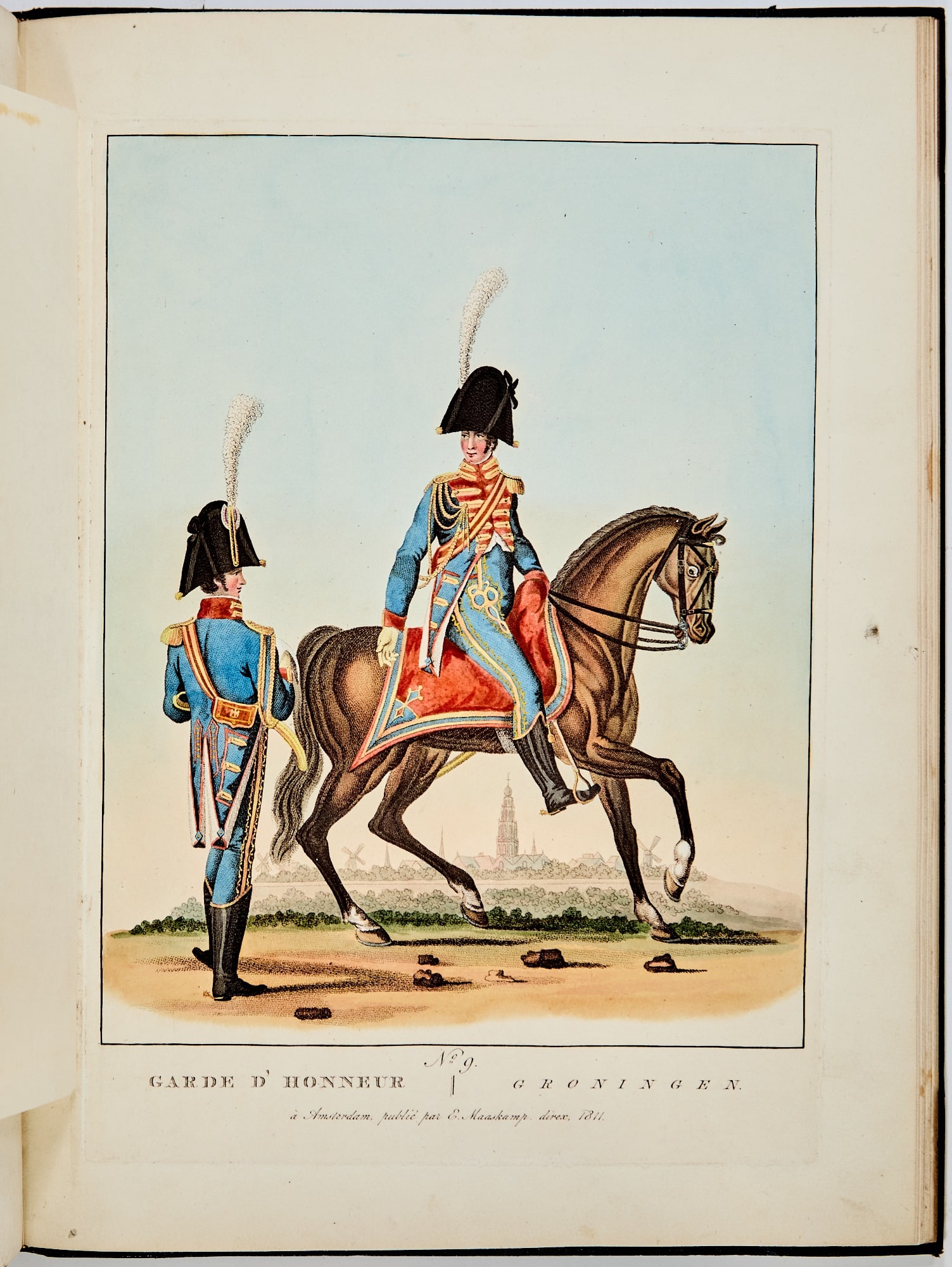 Rare Dutch military costume work: MAASKAMP, EVERT Uniformes des gardes d'honneur des différens corps dans les sept départemens de la Hollande; formés pour la reception de Sa Majesté l'Empereur et Roi. Amsterdam: E.