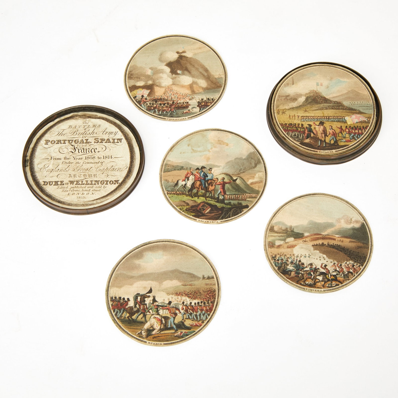 Uncommon aquatints of British naval and army victories by Orme, in commemorative medallions (1 of 4)