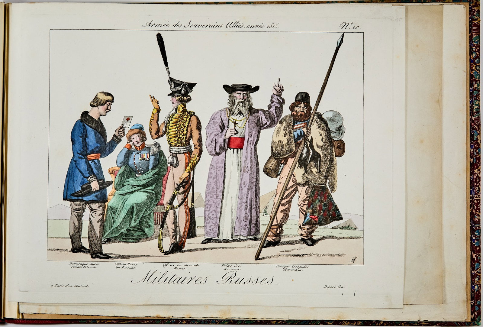 Suite of fourteen hand-colored and subtly satirical plates depicting the Allied sovereigns (1 of 4)