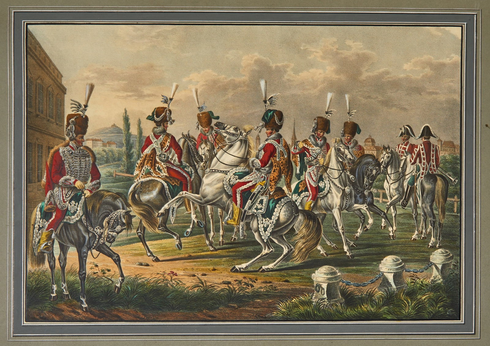 Suite of 16 finely hand-colored plates of imperial Austrian regiments (1 of 4)