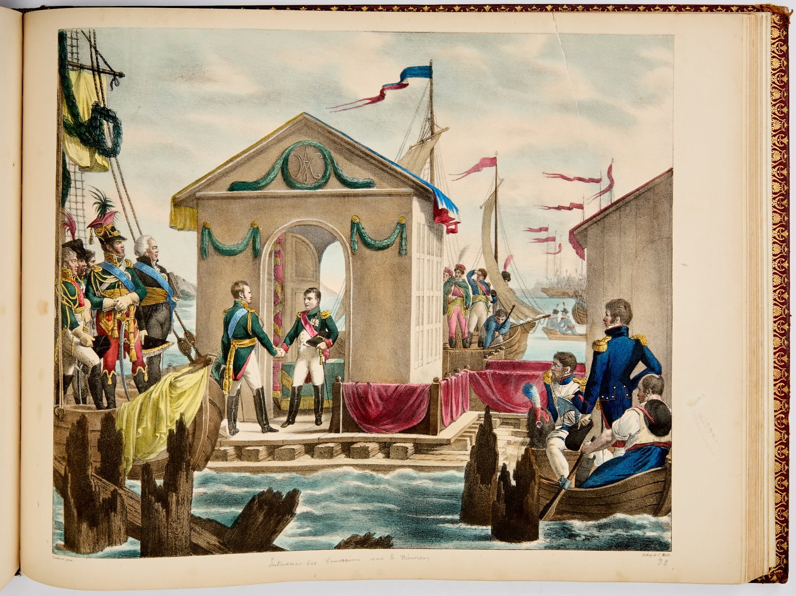 Very rare hand-colored lithographs of the life of Napoleon, in an excellent contemporary binding (1 of 7)