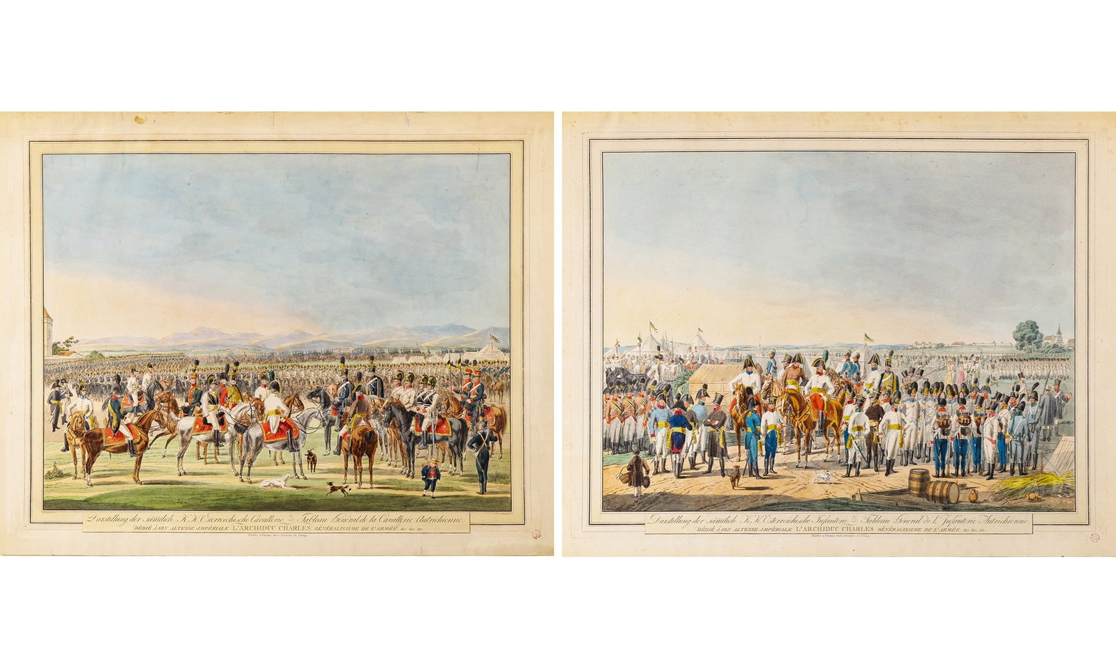 Two large hand-colored plates of the Austrian Imperial-Royal Army (1 of 5)