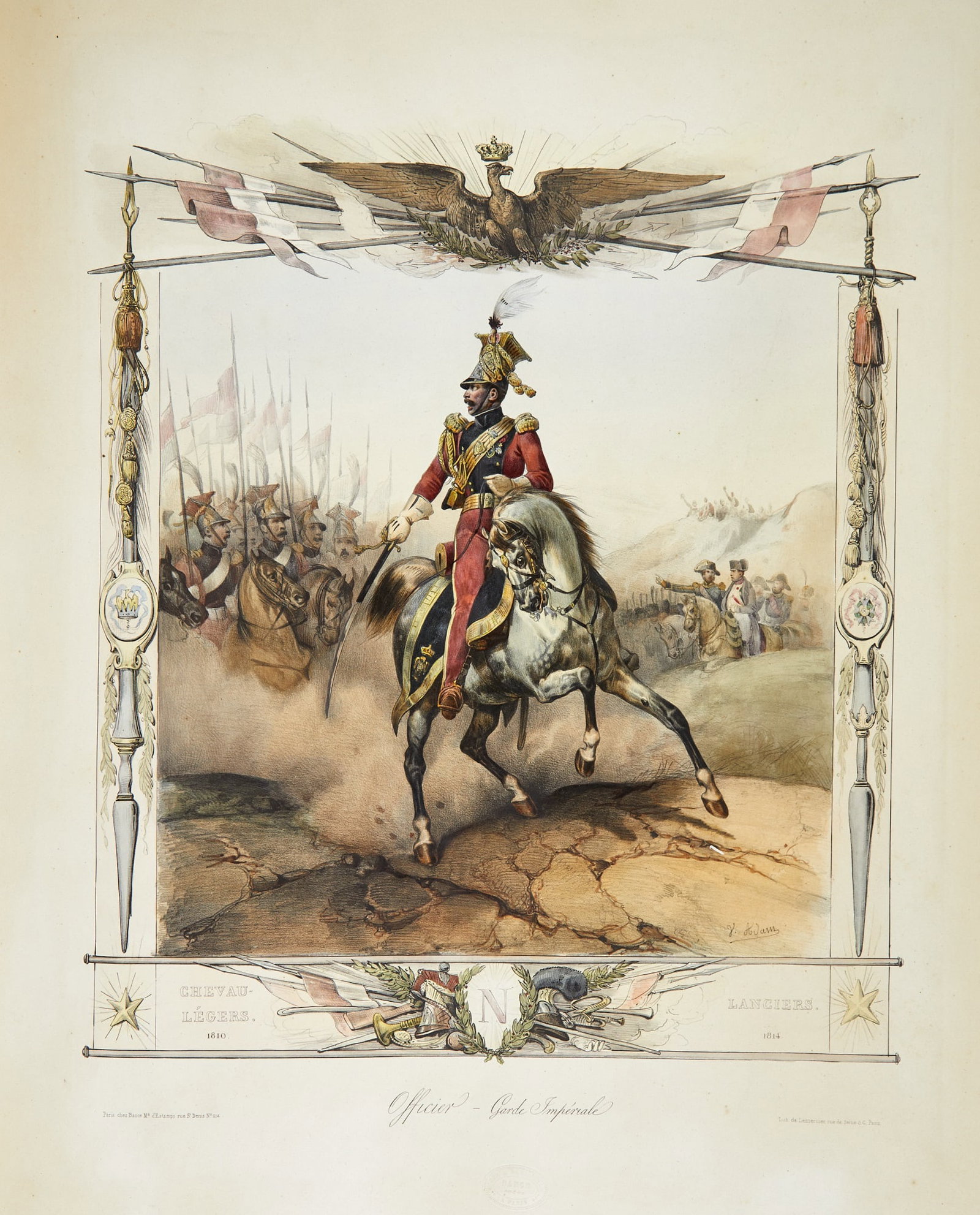 A suite of four lithographs of the cavalry from Napoleon's Garde Impériale (1 of 3)