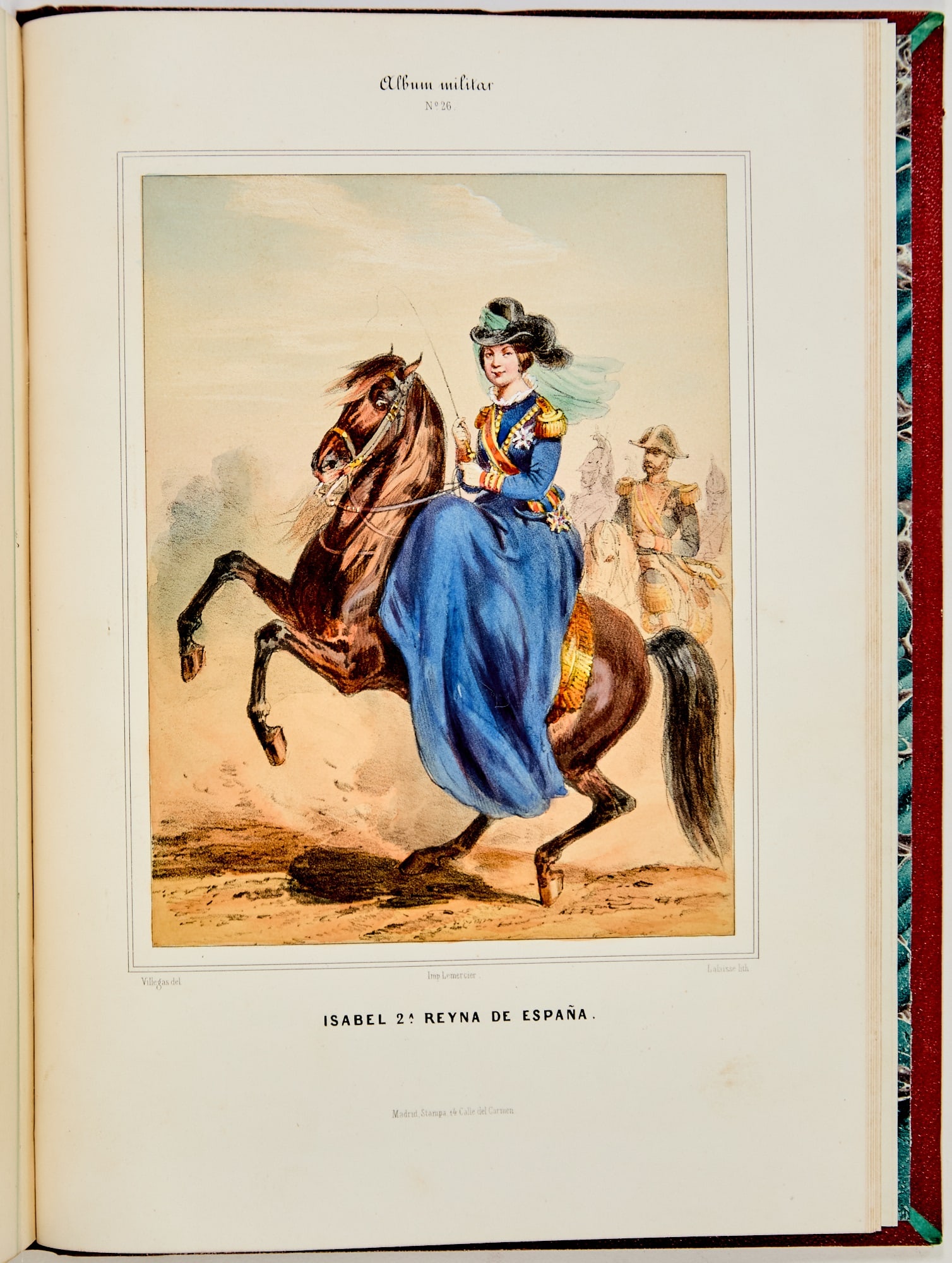 A rare work depicting the costume of the Spanish Army, superbly hand-colored (1 of 4)