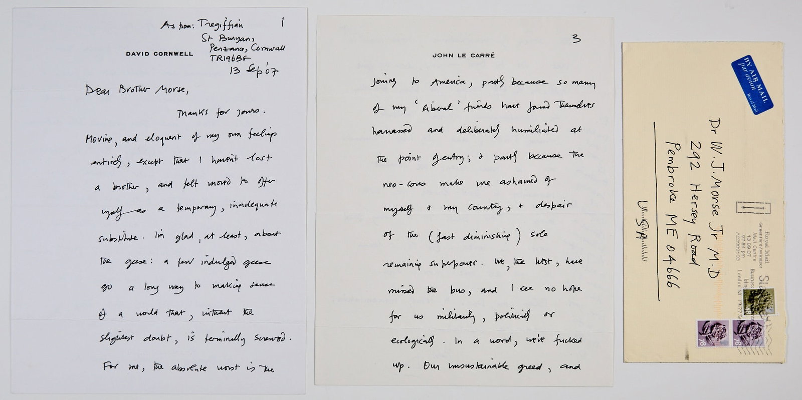 A letter by John Le Carré expressing disgust over the War in Afghanistan (1 of 1)