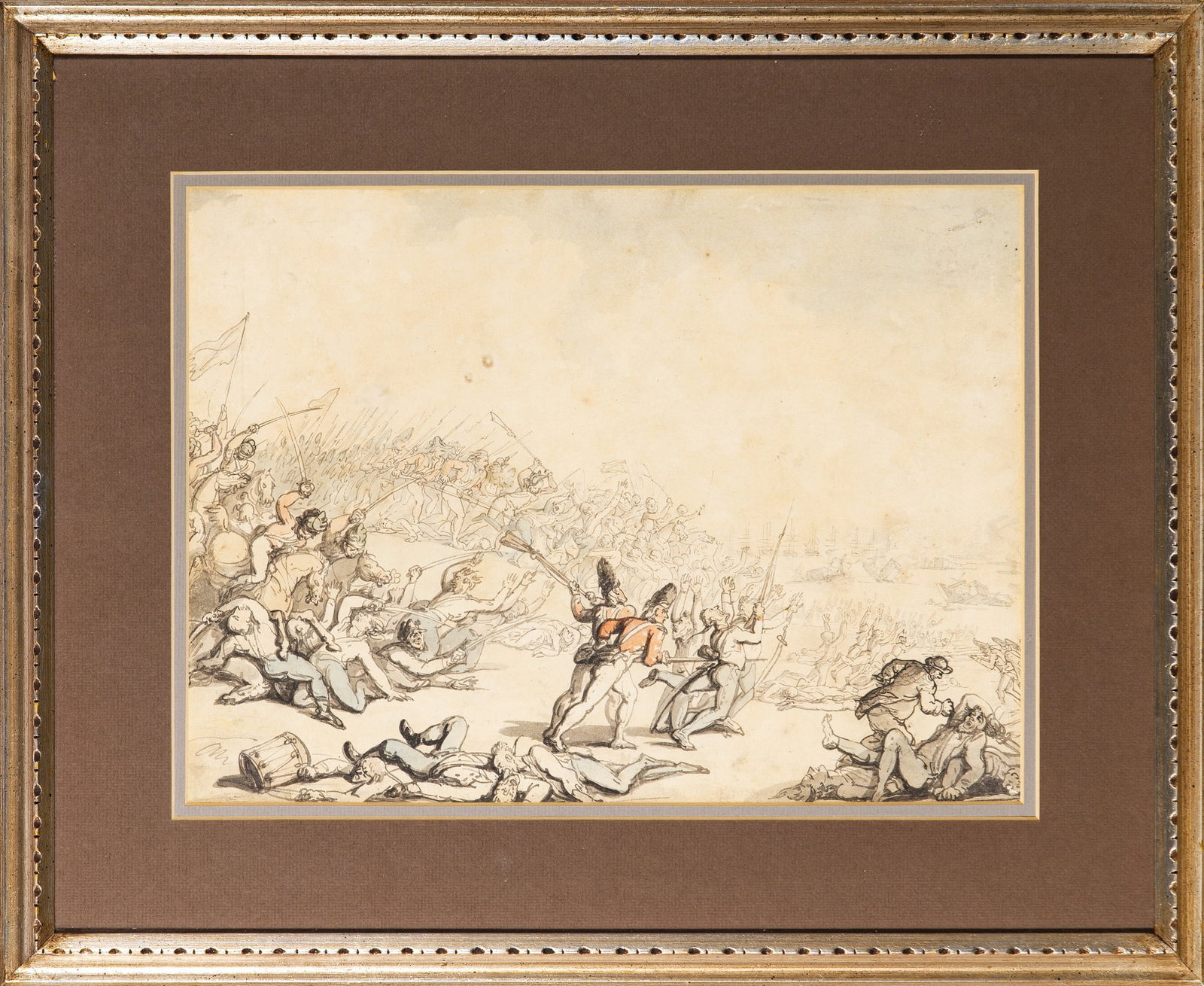 A Rowlandson preparatory drawing depicting a hypothetical French invasion (1 of 5)