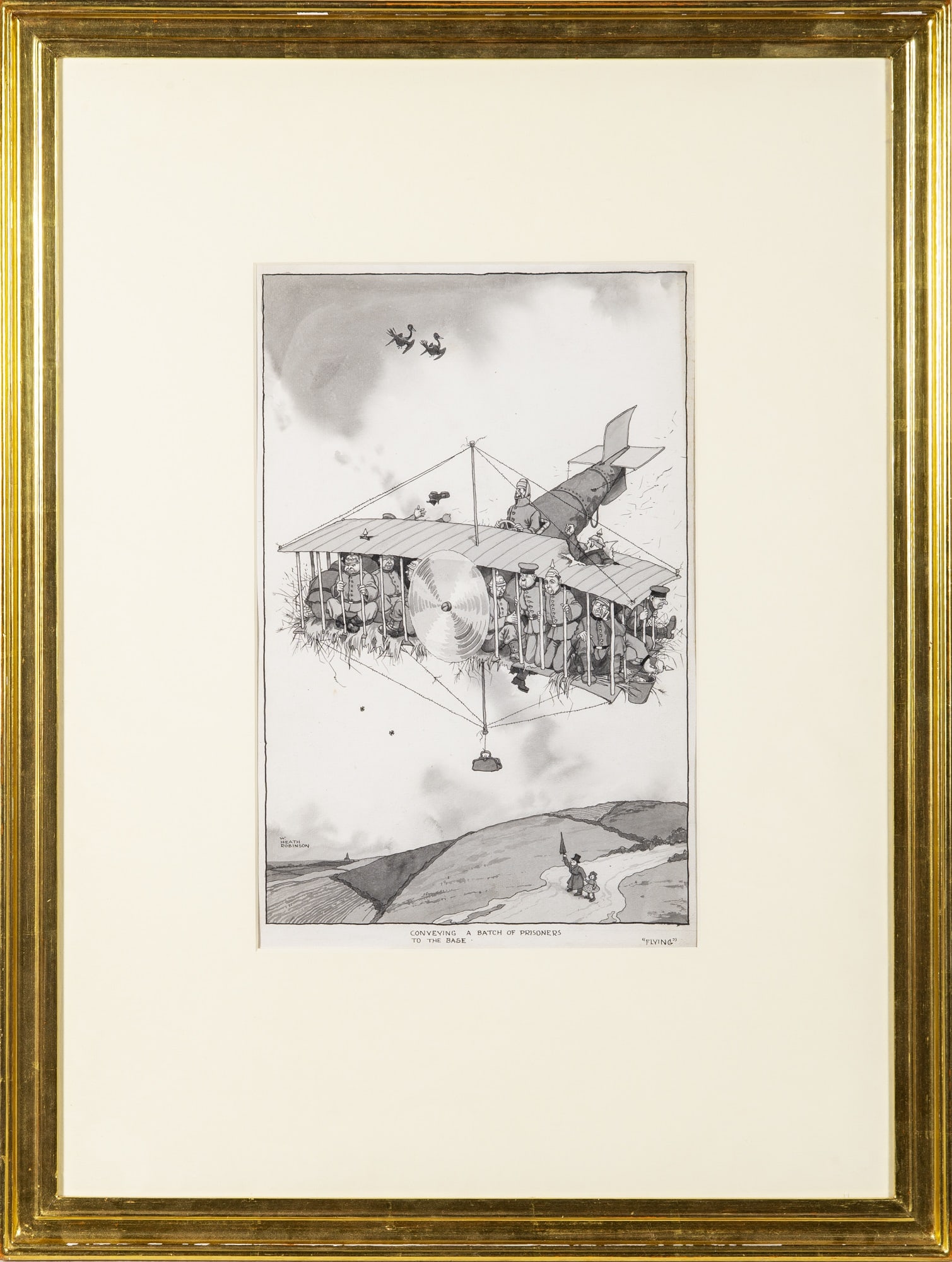 Original art for a William Heath Robinson World War I cartoon (1 of 2)
