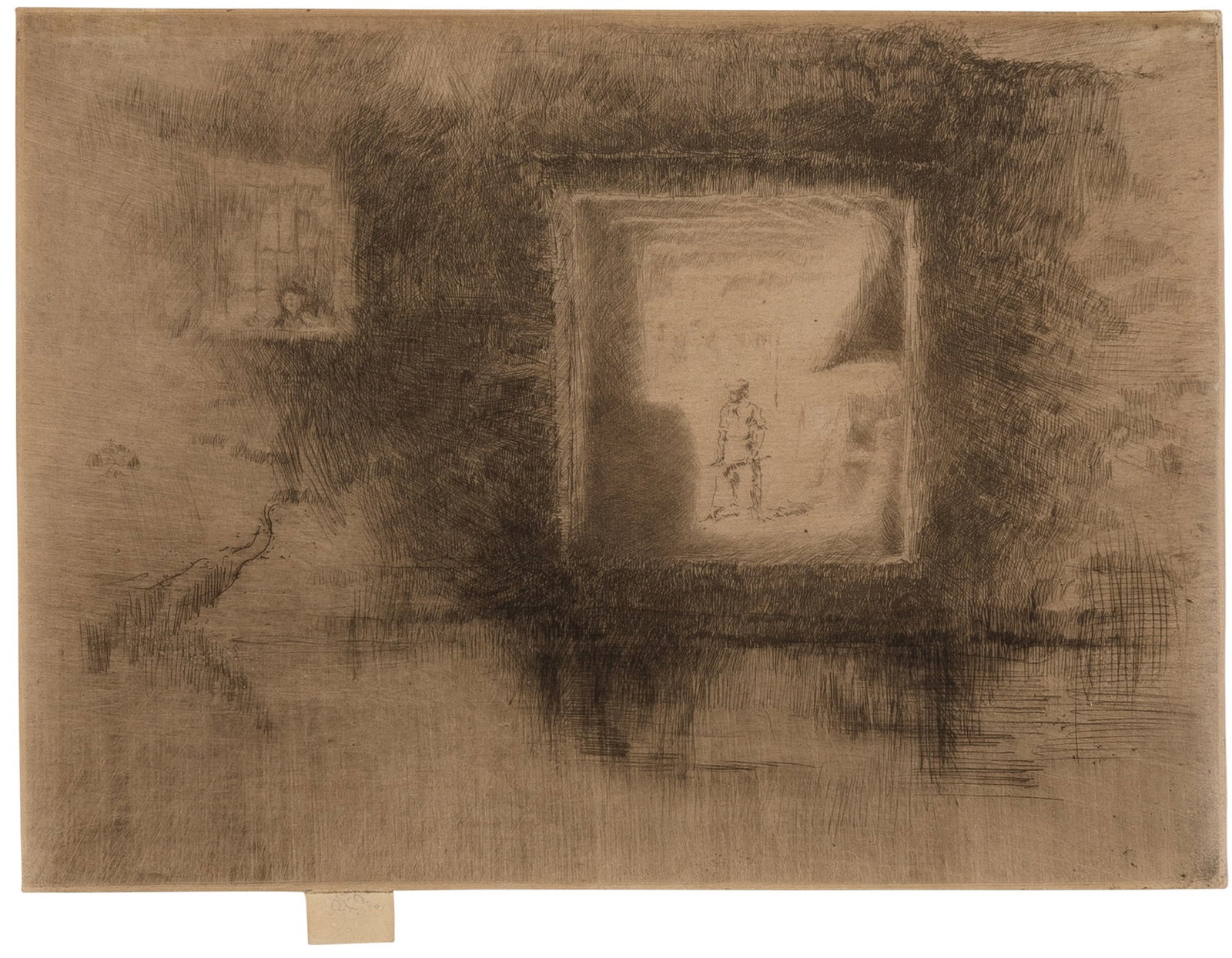 James Abbott McNeill Whistler (1834-1903): NOCTURNE: FURNACE (KENNEDY 213; GLASGOW 208) Etching and drypoint, on laid paper, 1879-80, signed with the butterfly and inscribed imp in pencil on the tab, Kennedy's sixth state of seven, from