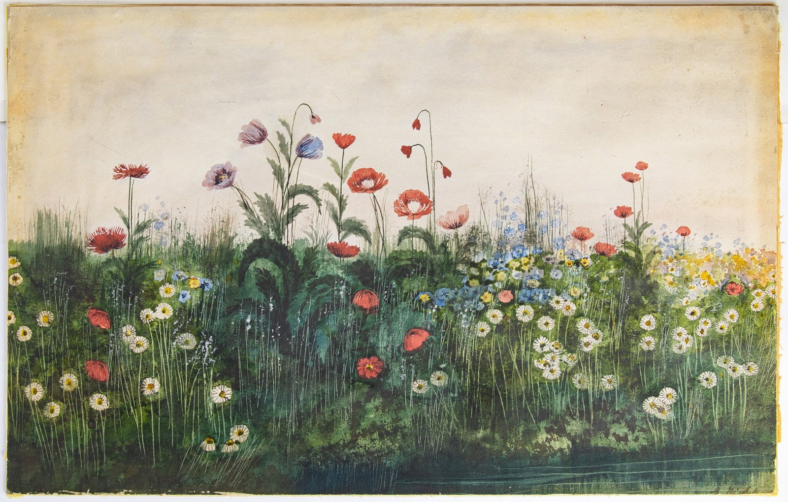 Andrew Nicholl, RHA: Irish, 1804-1886 Bank of Wildflowers Signed A. Nicholl (lr, covered by the mat) Gouache and watercolor on paper 12 1/4 x 19 1/8 inches (31 x 48.5 cm) (Frame 20 1/2 x 27 inches)