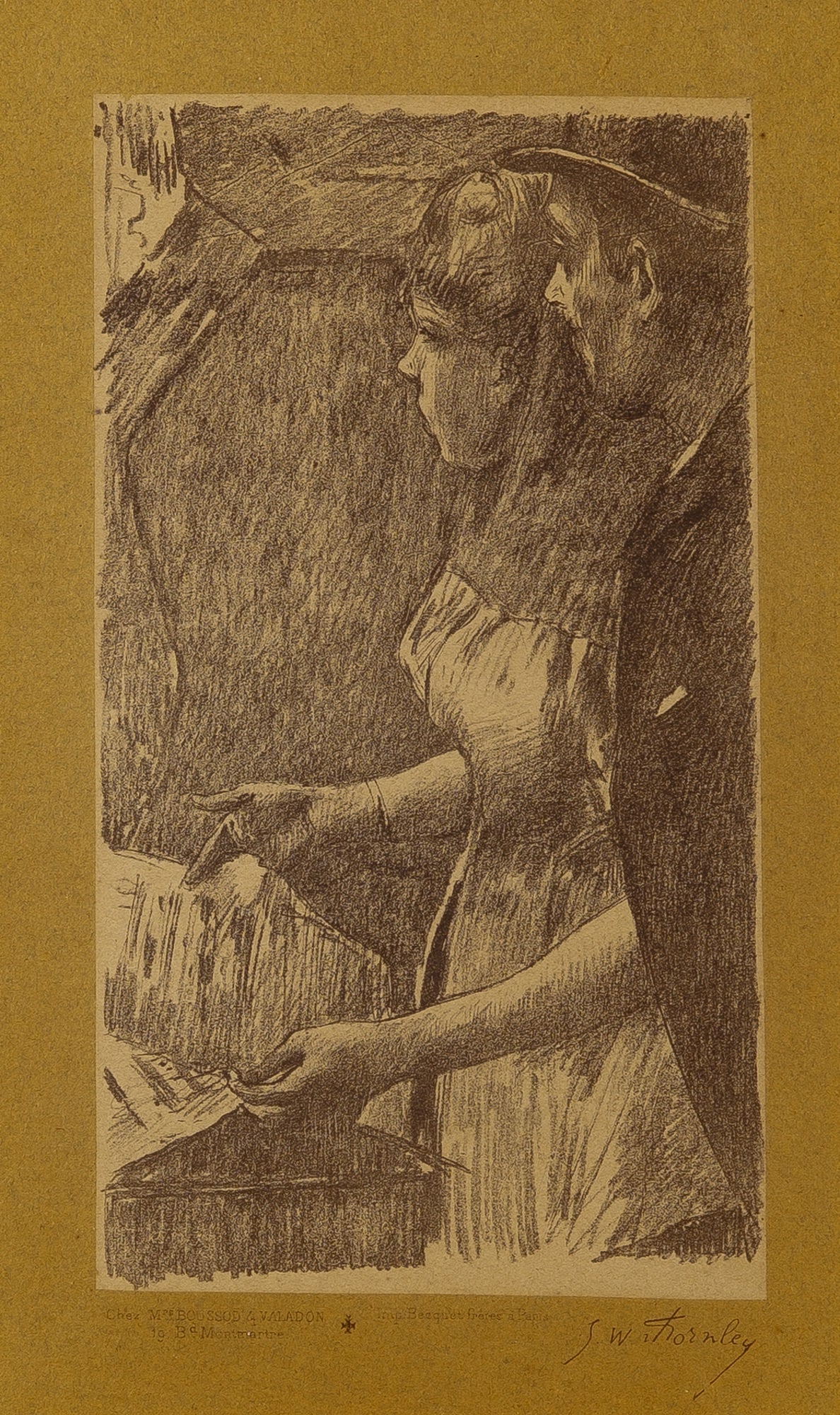 Edgar Degas (1834-1917) and George W. Thornley (1857-1935): L'ATTENTE DE LA CHANTEUSE Lithograph, circa 1888-1889, on chine applique, the edition of 100, from Quinze Lithographies, printed by Atelier Becquet, Paris, published by Boussod-Valadon, Paris,