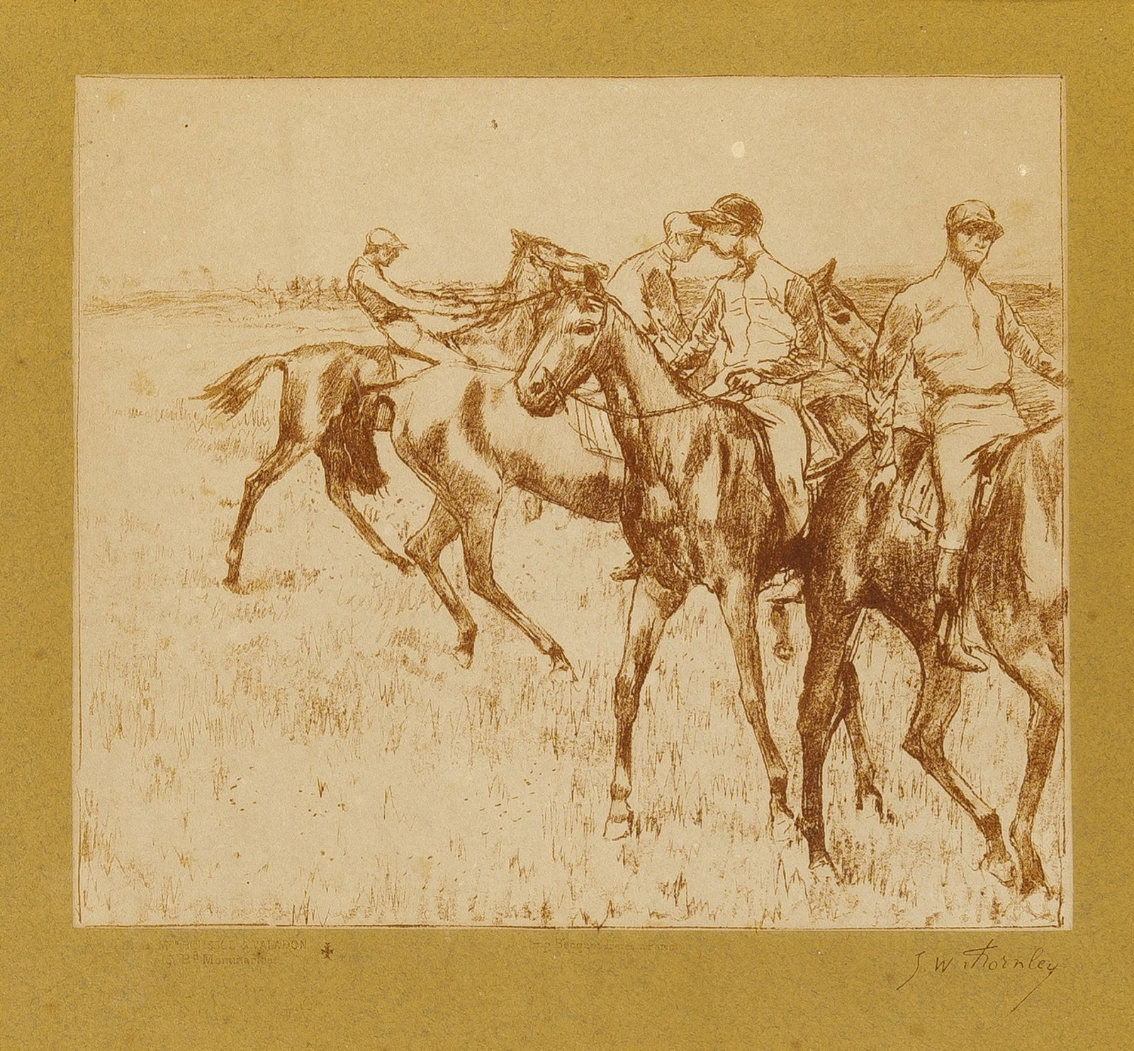 Edgar Degas (1834-1917) and George W. Thornley (1857-1935): LE JOCKEY (REED/SHAPIRO P. IVII) Lithograph printed in brown, 1888-89, on Chine appliqué, from the Quinze lithographies, the edition of 100 printed by Atelier Becquet, Paris and published by
