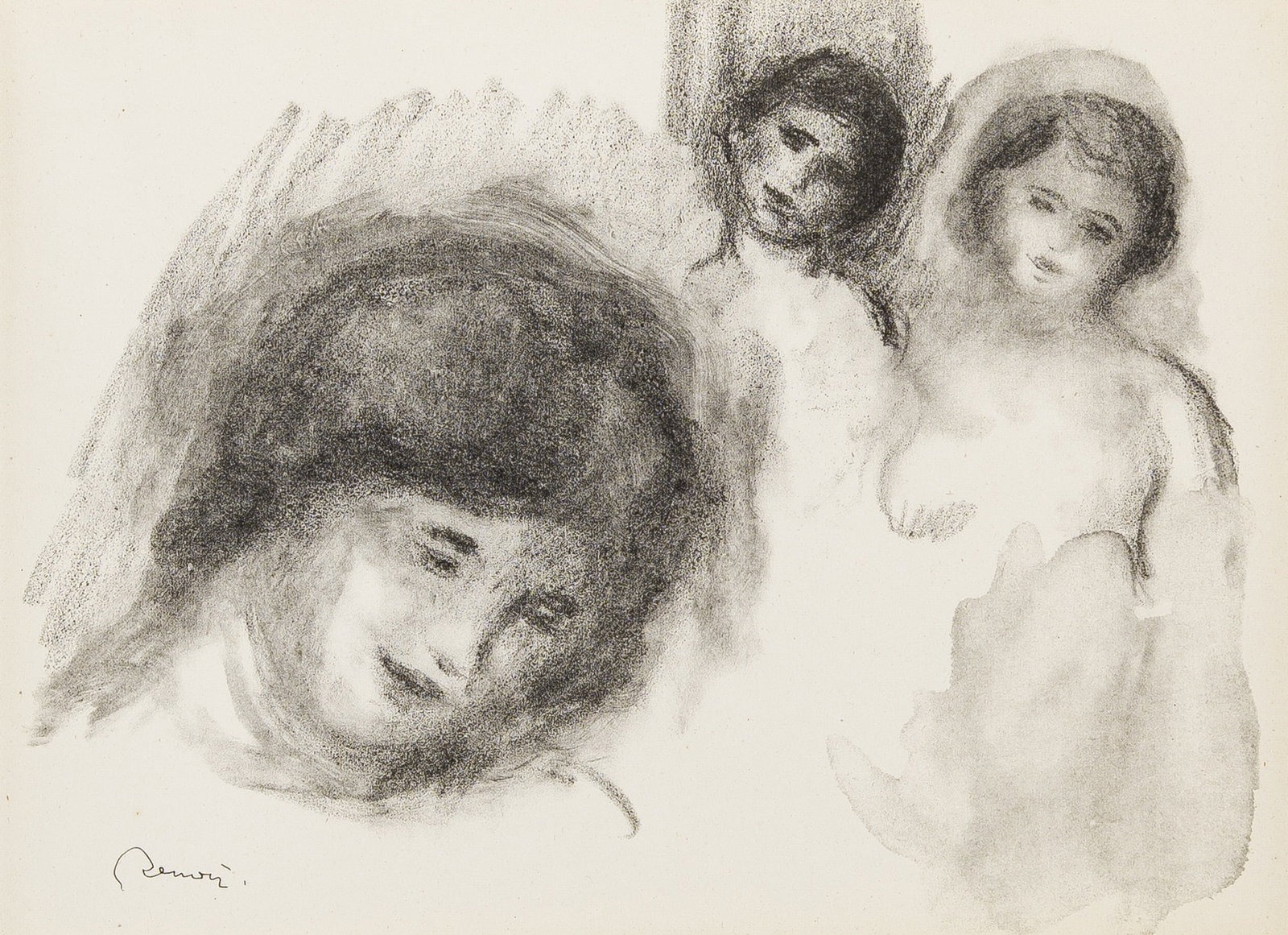 Pierre-Auguste Renoir (1841-1919): LA PIERRE AUX TROIS CROQUIS (DELTEIL, STELLA 41) Lithograph, 1904, on Arches paper, the edition of 1000, from Douze Lithographies Originales, printed by Auguste Clot, Paris, published by Ambroise