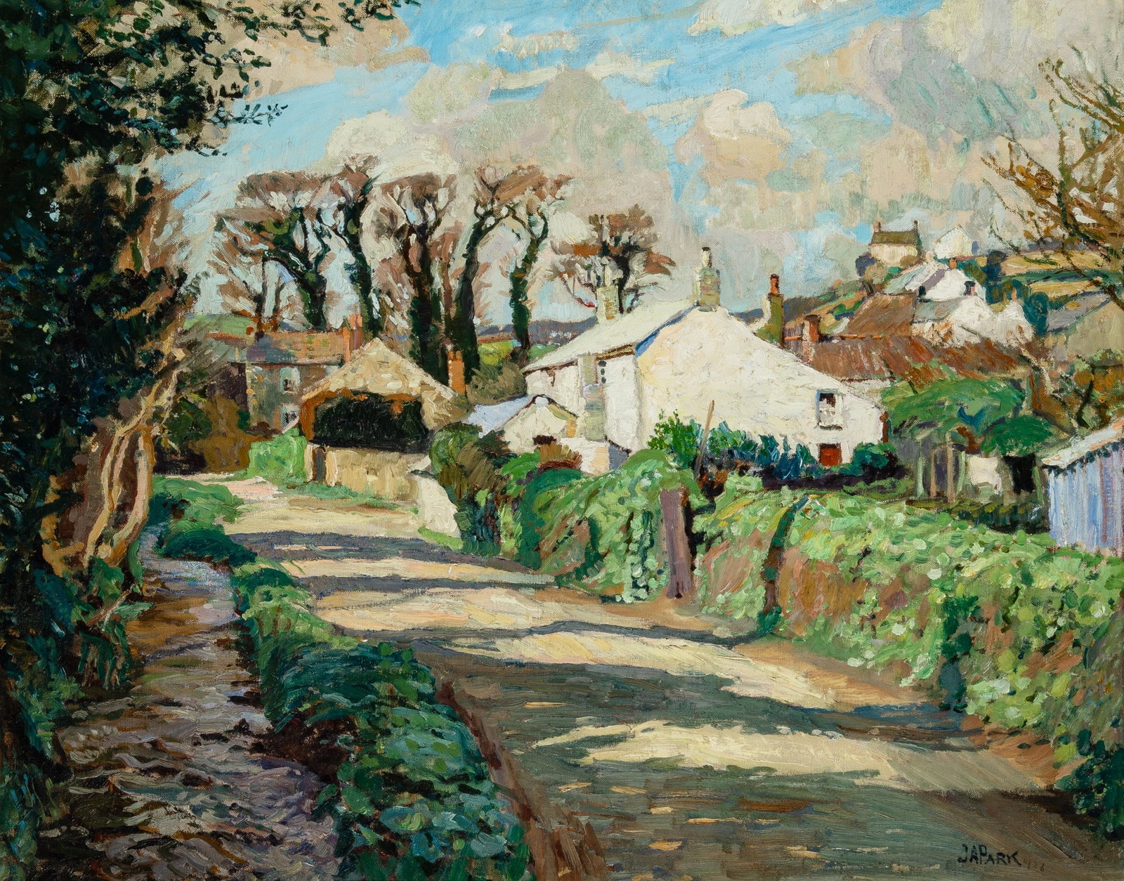 John Anthony Park: English, 1880-1962 Road Outside of the Village Signed J A Park (lr) Oil on canvas 24 x 30 inches (61 x 76.2 cm) (Framed 31 1/4 x 37 1/2 inches)