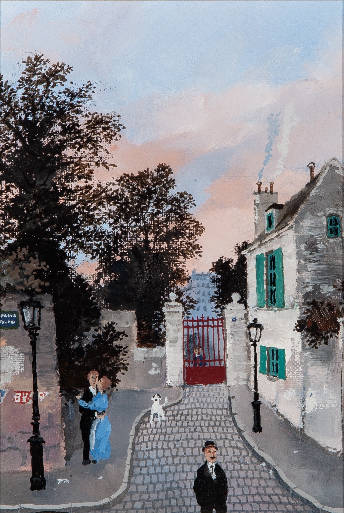Michel Delacroix: French, b. 1933 French Street Scene Oil on canvas 8 3/4 x 6 3/8 inches (22.3 x 16.2 cm) Provenance: Axelle Fine Arts, New York (Frame 12 3/4 x 10 1/4 inches)