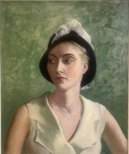 Gifford Beal: American 1879-1956 Eleen Signed Gifford Beal (lr); signed Gifford Beal; and inscribed 230 W. 59th St. and as titled on the reverse Oil on Masonite 20 x 24 inches (50.8 x 61 cm) Provenance: Kraushaar