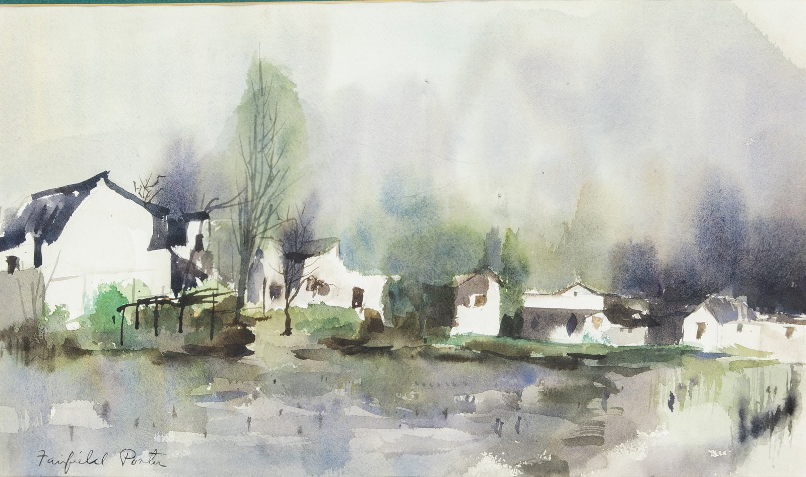 Fairfield Porter: American 1907-1975 Landscape Signed Fairfield Porter (ll) Watercolor on paper 11 3/4 x 20 1/8 inches (29.8 x 51.1 cm) (framed 18 1/4 x 26 1/2 inches)