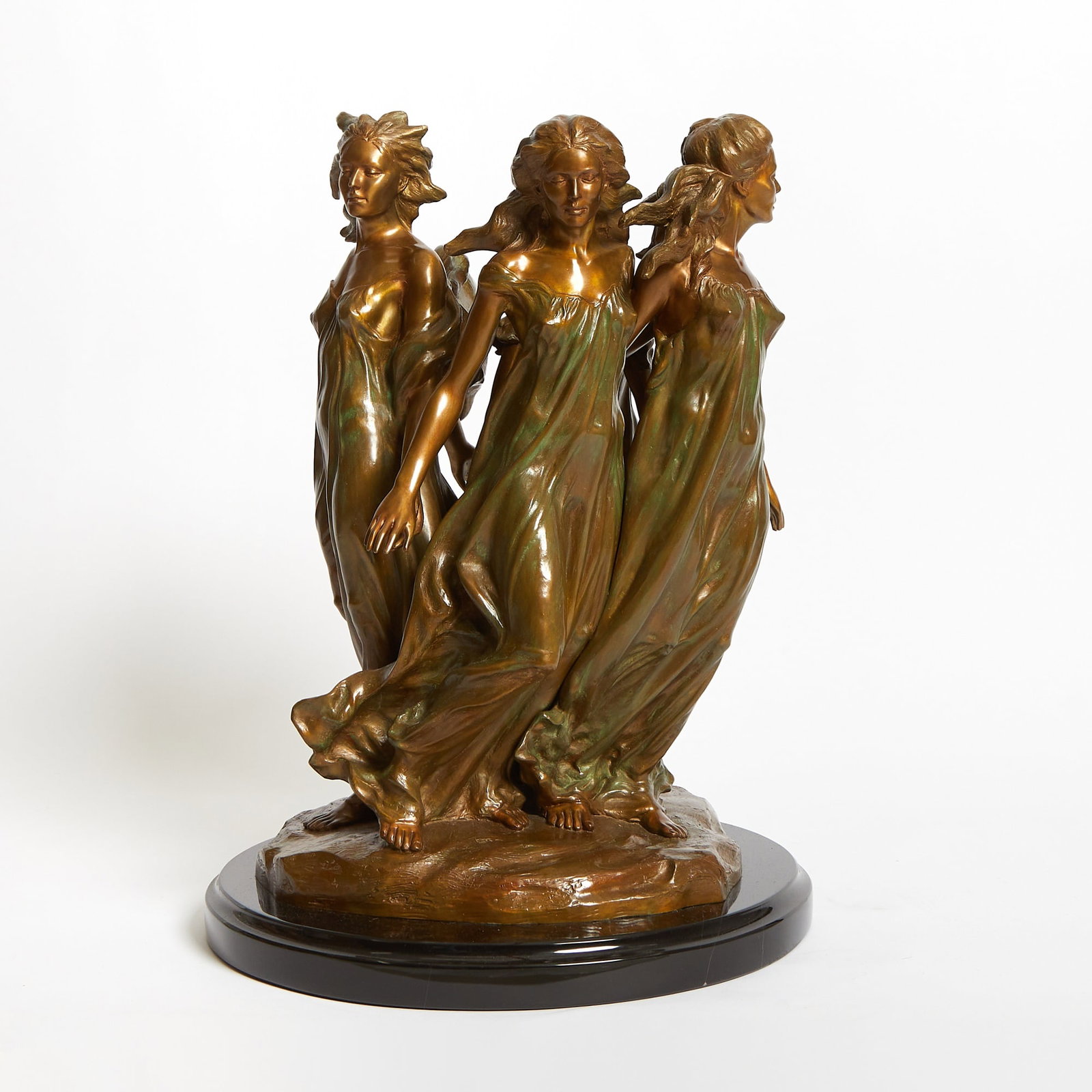 Frederick Hart: American, 1943-1999 Daughters of Odessa, 1998 Signed F. E. Hart, dated '98, numbered 6/110, and stamped with Joel Meisner and Co. foundry mark Bronze with a light brown patina Height 24 inches (61 cm)