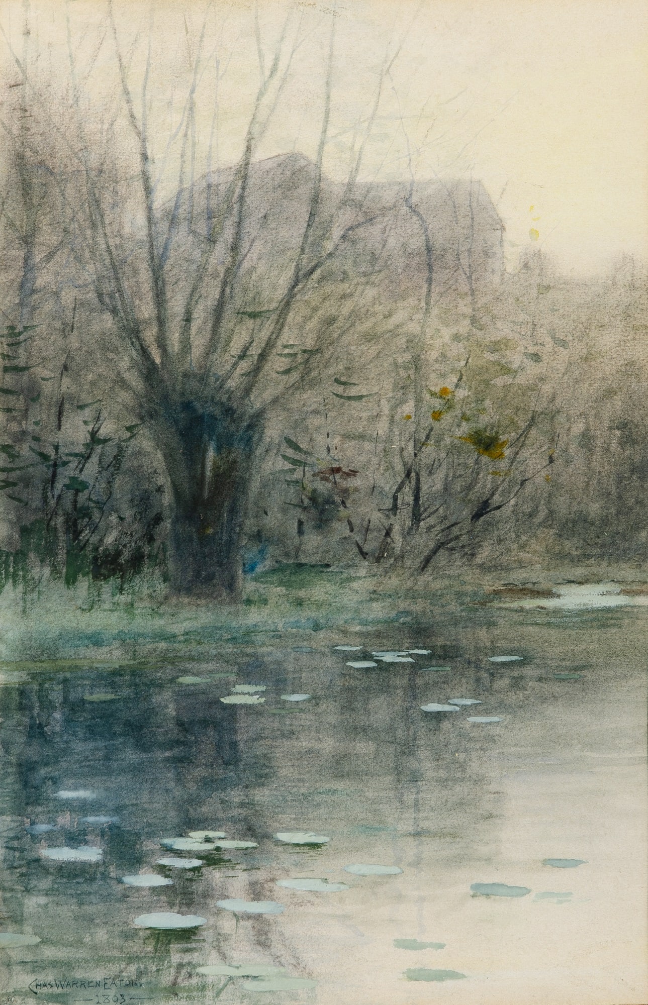 Charles Warren Eaton: American 1857-1937 Central Park, The Met, 1893 Signed and dated Chas Warren Eaton 1893 (ll); inscribed as titled on the reverse Watercolor and gouache on paper laid to card 19 7/8 x 13 1/2 inches