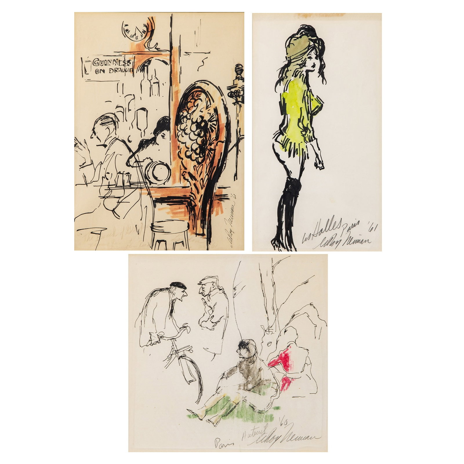LeRoy Neiman: American, 1921-2012 The Bunch of Grapes, Yeomans Row at Brompton Road, 1961 Signed and dated LeRoy Newiman '61 (lr); inscribed "The Bunch of Grapes" / Yeomans Row at / Brompton Road (ll) London / Dec