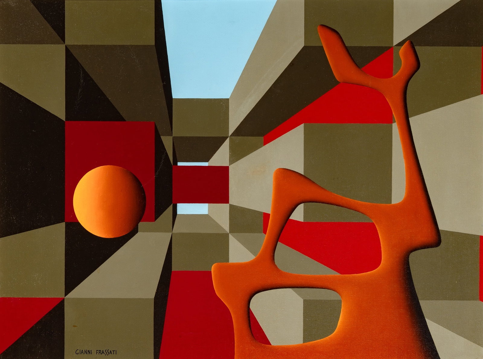 Gianni Frassati: Italian, 1924-1989 Untitled (Abstract) Signed GIANNI FRASSATI (ll) Oil on canvas 21 x 28 inches (53 x 71 cm) (Framed 26 1/4 x 33 1/4 inches)