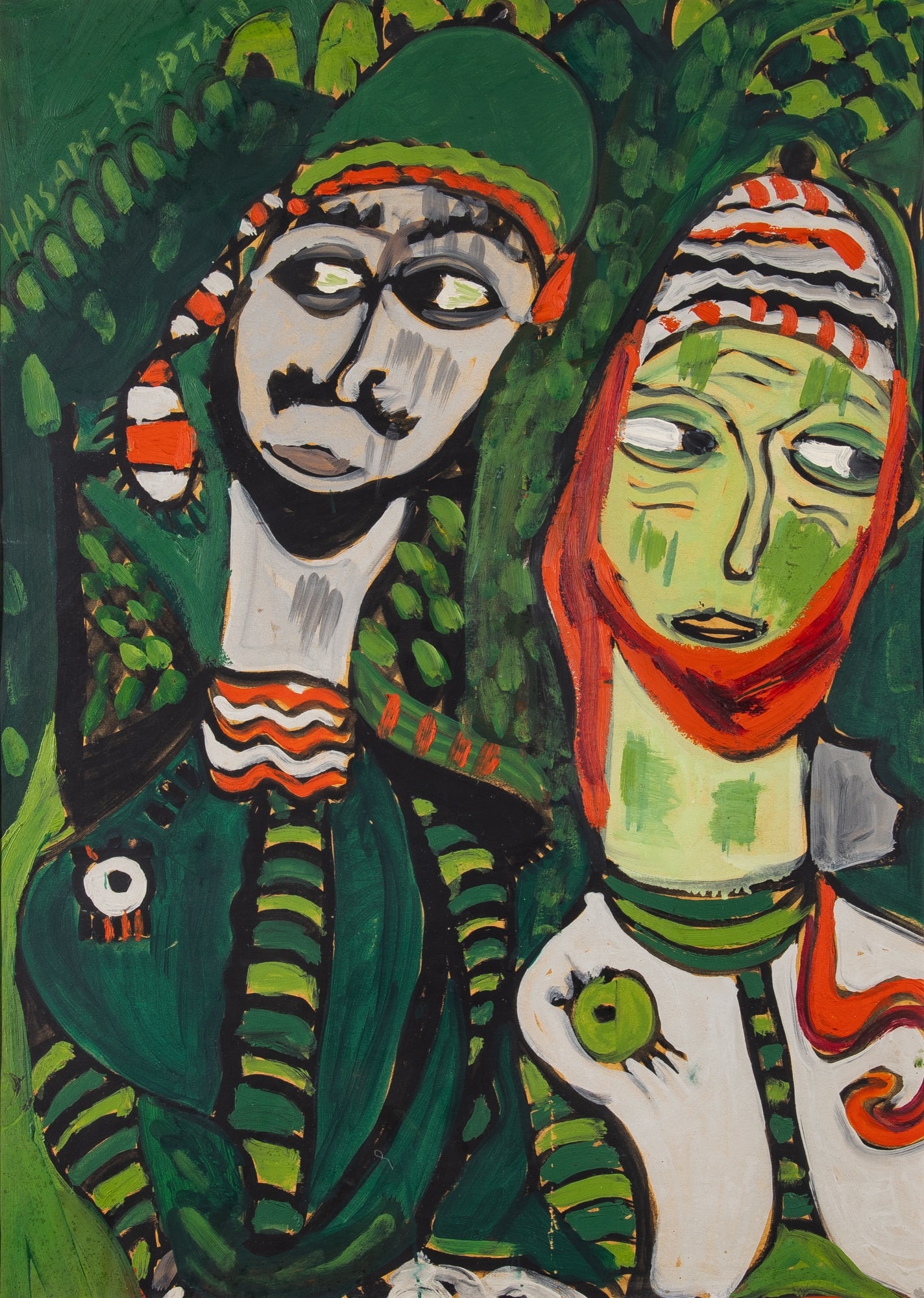 Hasan Kaptan: Turkish, b. 1942 Untitled (Women Villagers) Signed Hasan Kaptan (ul) Oil on paper 26 1/2 x 18 3/4 inches (67.3 x 47.6cm) (Framed 38 x 30 inches) Proceeds from this auction will support the Sena