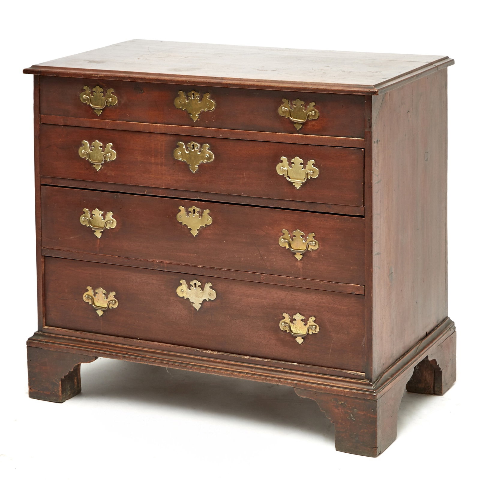 Chippendale Style Mahogany Chest of Drawers: 19th cCentury, modified. Height 34 1/2 inches, width 38 inches, depth 21 inches back replaced with new mdf panel