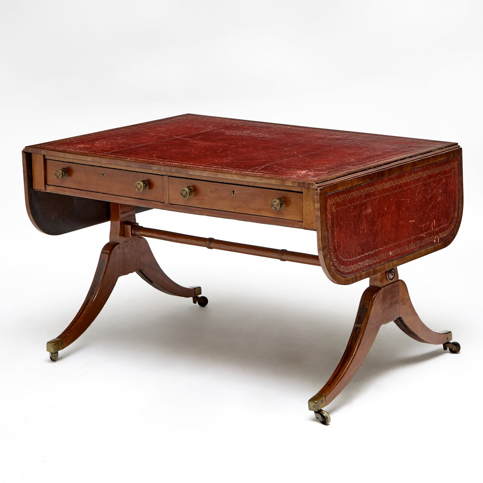 George III Style Leather Inset Mahogany Sofa Table (1 of 4)