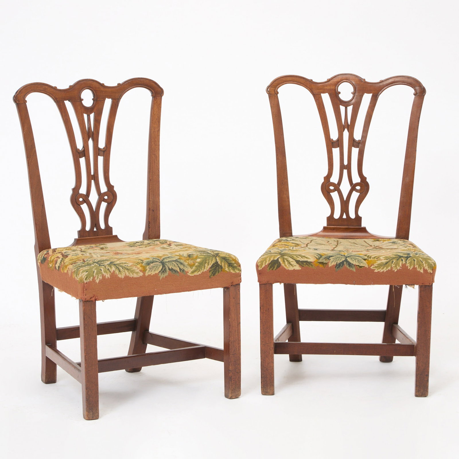 Pair of George III Style Needlepoint Upholstered Mahogany Side Chairs (1 of 4)