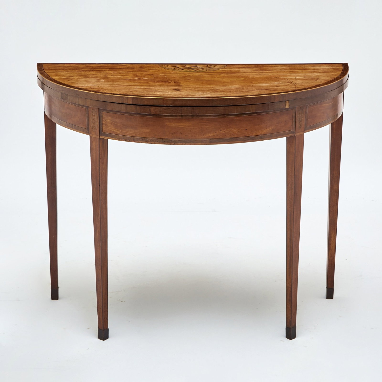 George III Satinwood Demilune Flip Top Game Table (1 of 6)