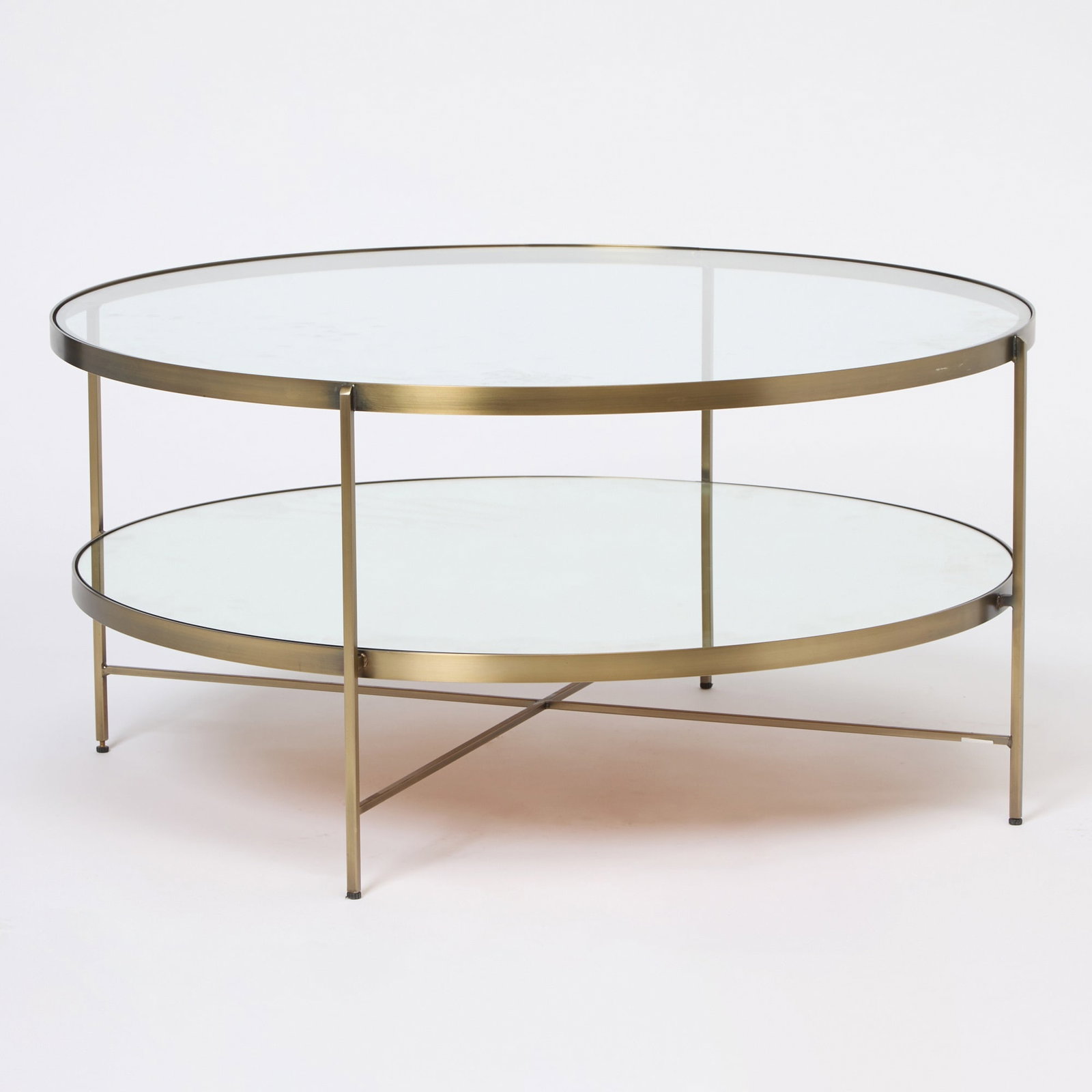 Brass, Glass, and Mirrored Low Table (1 of 3)