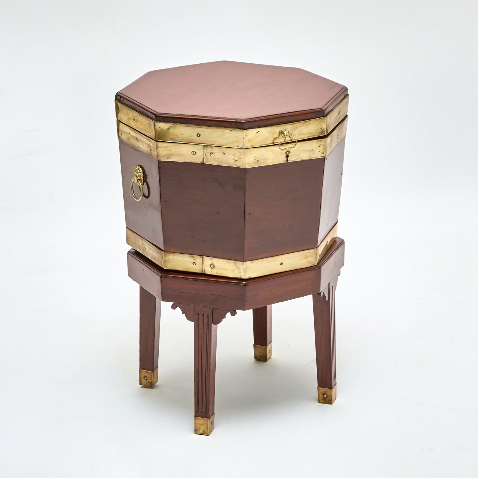 George III Brass Bound Octagonal Mahogany Cellarette (1 of 4)