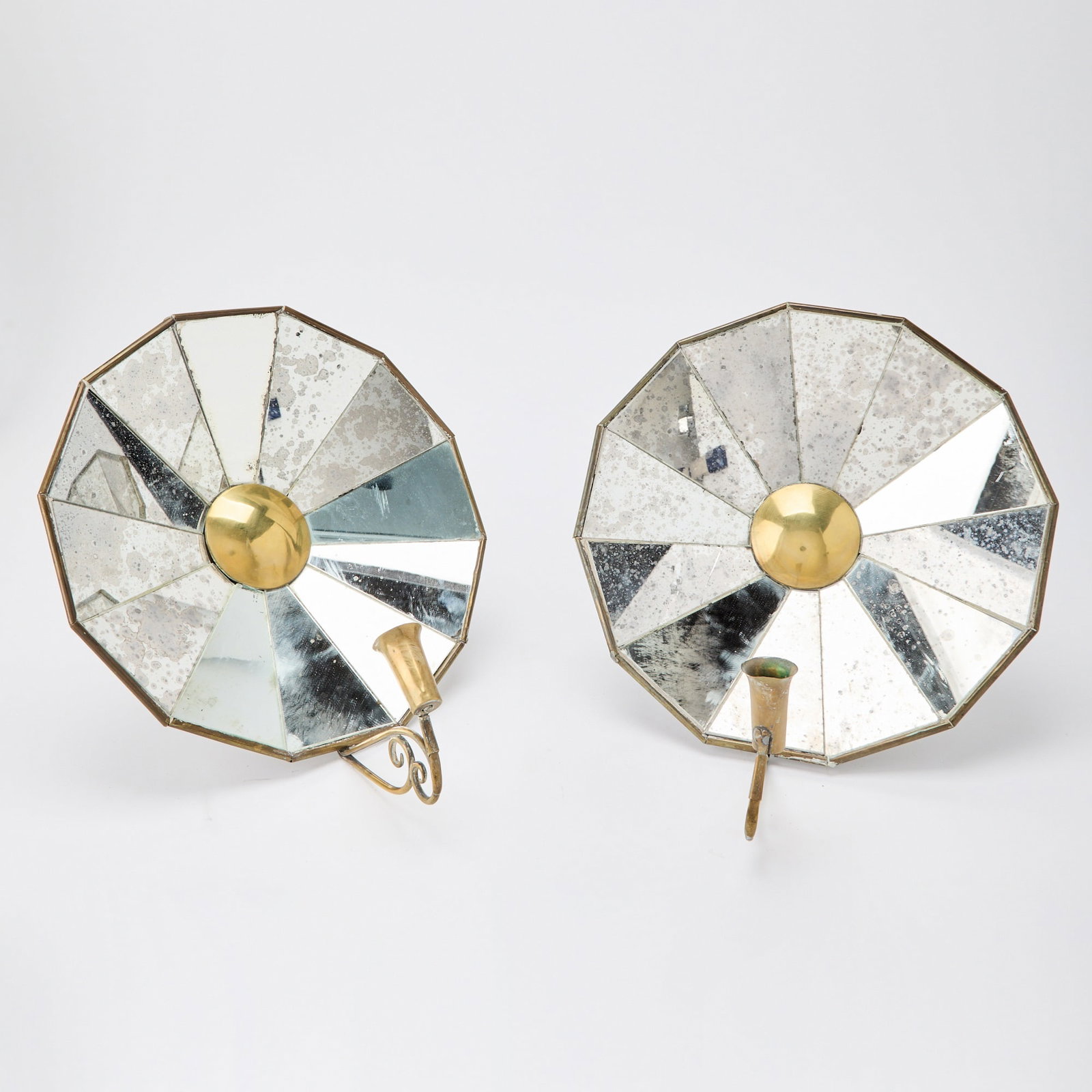 Pair of Brass Mirror-Back Single-Light Sconces (1 of 5)