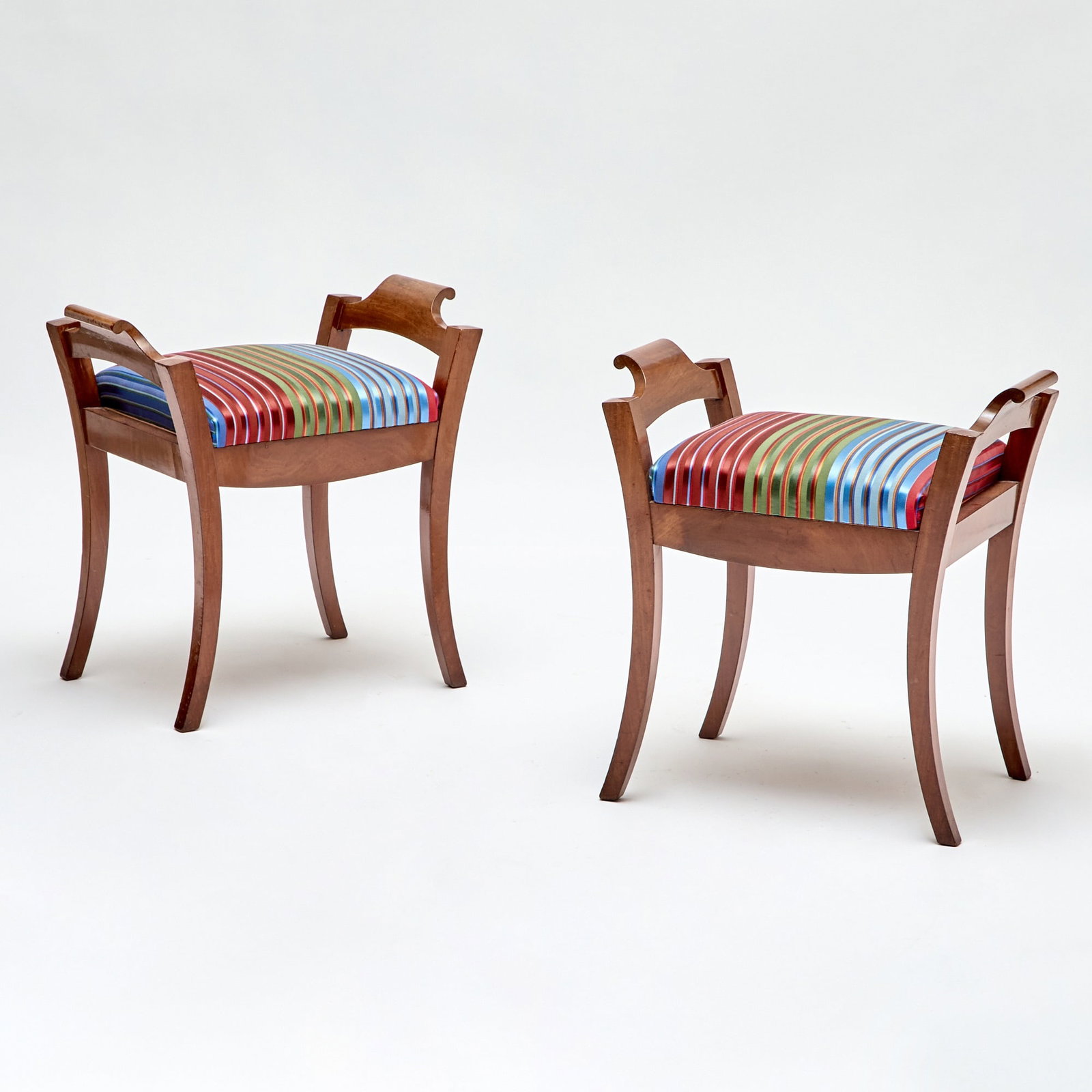 Pair of Continental Neoclassical Style Mahogany Stools (1 of 4)